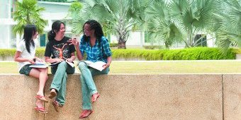 students outside