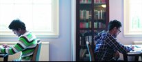 Studying in library