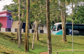 The University of Nottingham Malaysia bus arrive at the university