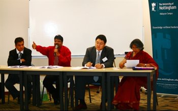The first panel of speakers at the conference