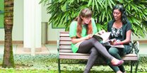 students on bench