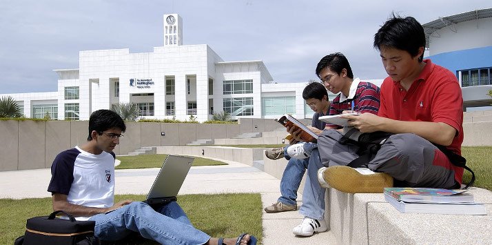 Student studying outside