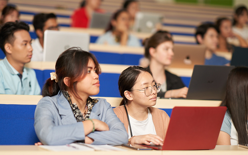 Students attending their lecture