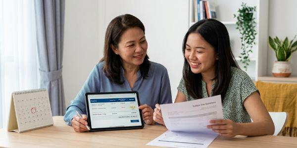 tile-finance-student-and-her-mother-accepting-early-bird-discount-from-unm