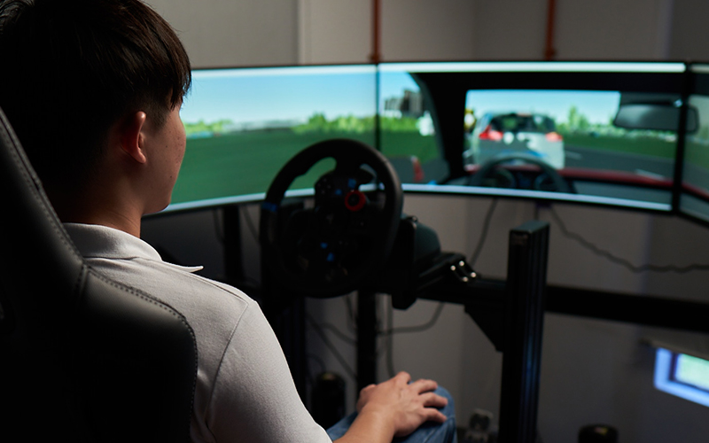 Student trying out the project